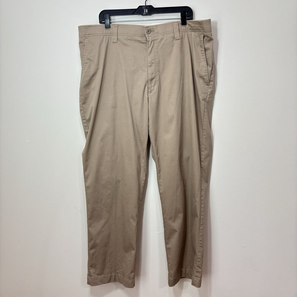 Oak Hill Straight Fit Tech Pant Mens 44x30 Beige Tan Stretch Cotton Blend Chino
